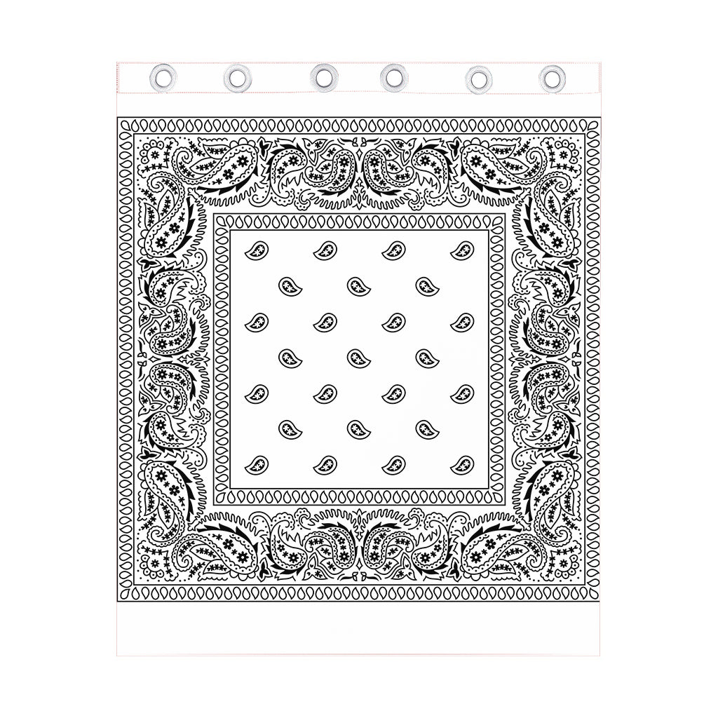 White And Black Paisley Bandana Print Curtain