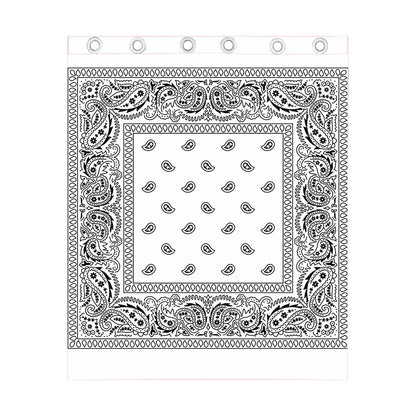 White And Black Paisley Bandana Print Curtain