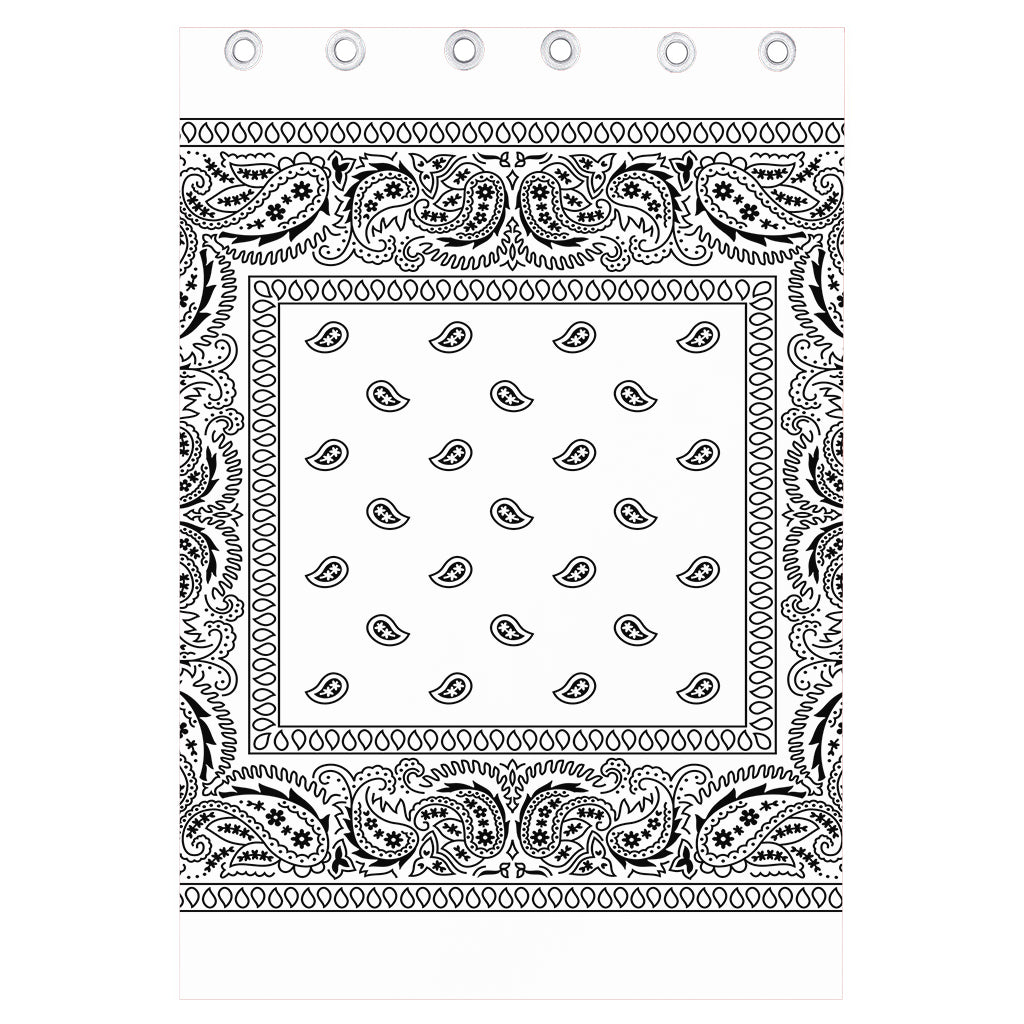 White And Black Paisley Bandana Print Curtain