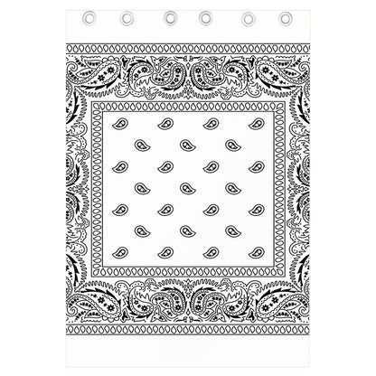White And Black Paisley Bandana Print Curtain