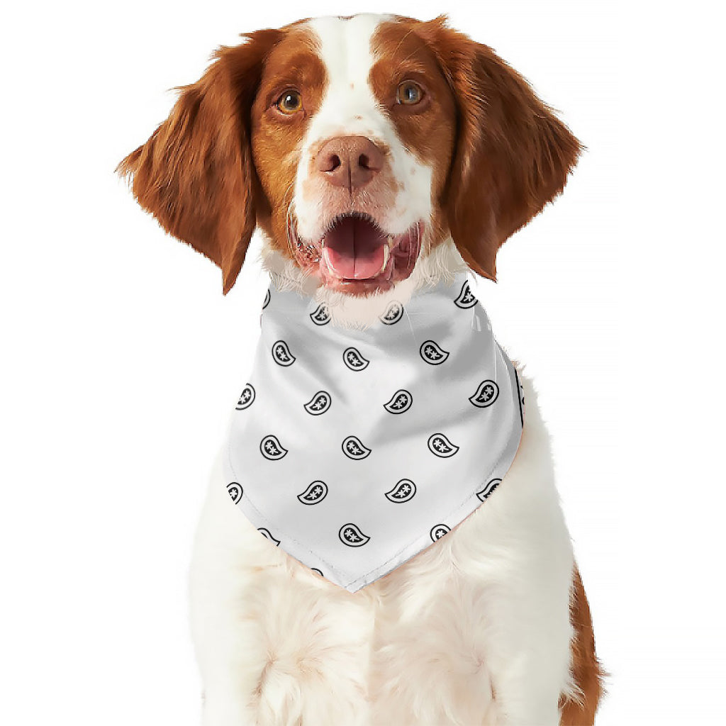 White And Black Paisley Bandana Print Dog Bandana