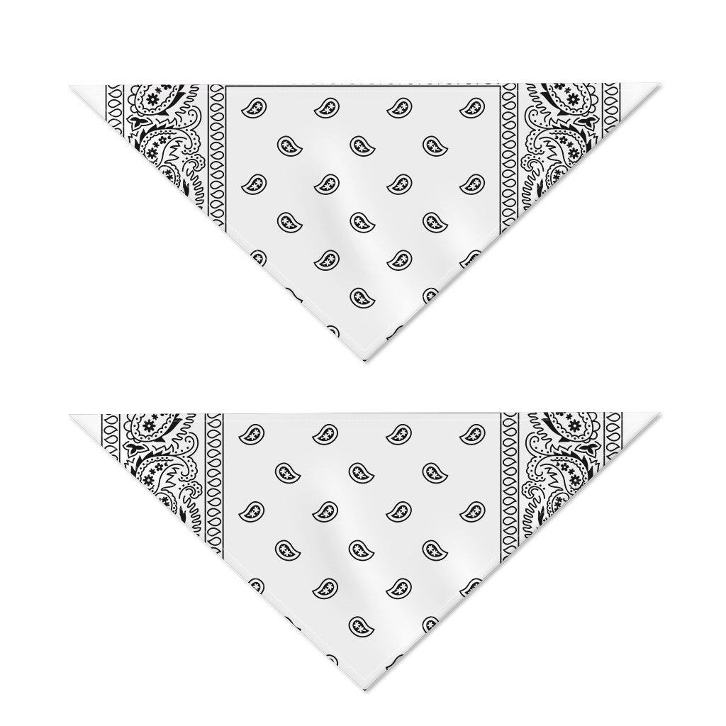 White And Black Paisley Bandana Print Dog Bandana