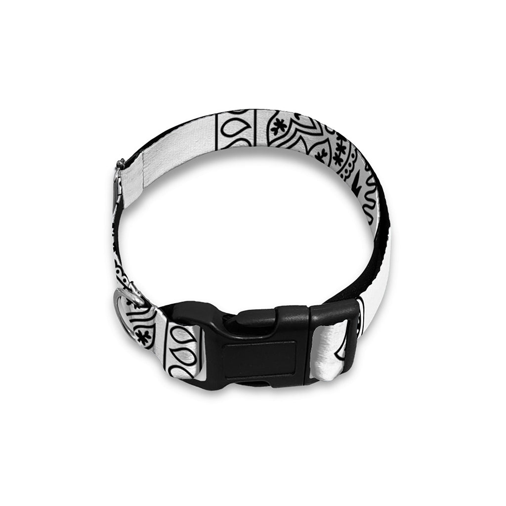 White And Black Paisley Bandana Print Dog Collar