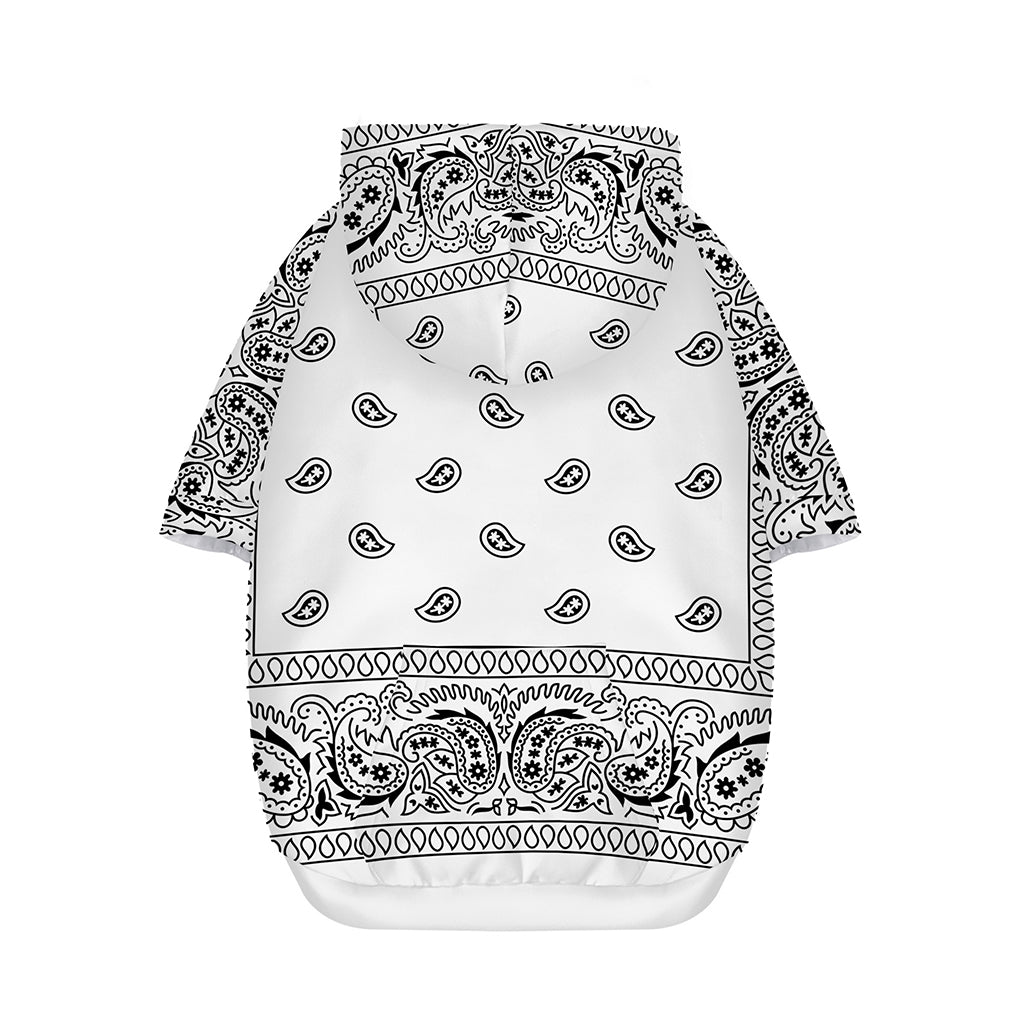 White And Black Paisley Bandana Print Dog Zip Up Hoodie