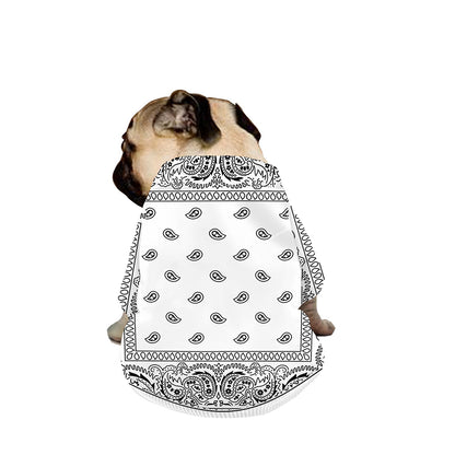 White And Black Paisley Bandana Print Dog Zip Up Jacket