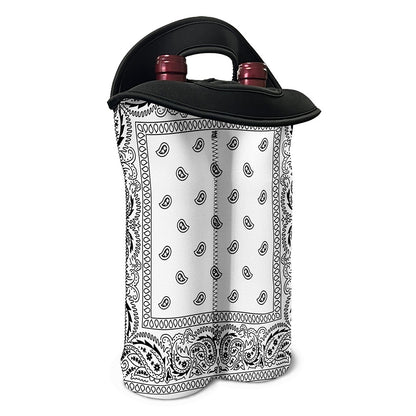 White And Black Paisley Bandana Print Double Neoprene Wine Tote