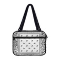 White And Black Paisley Bandana Print Double Strap Bible Bag