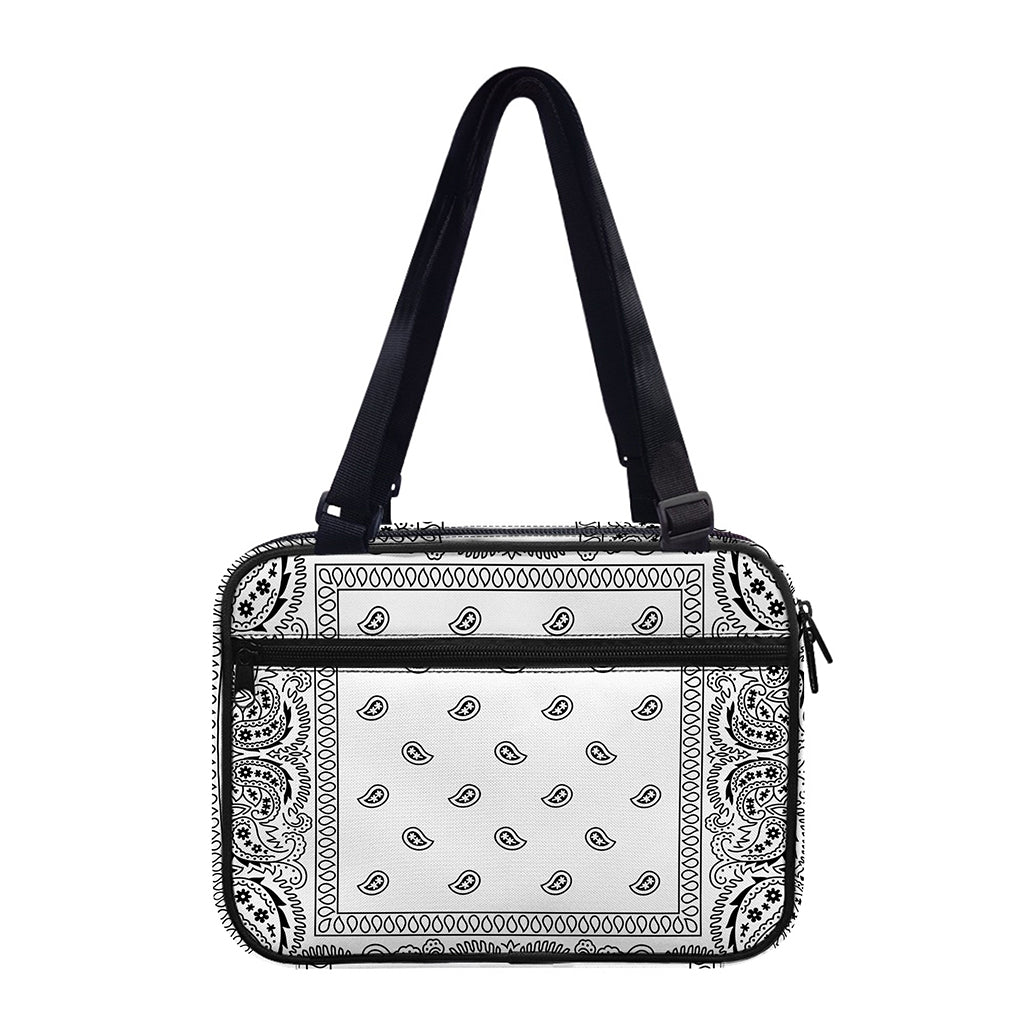 White And Black Paisley Bandana Print Double Strap Bible Bag