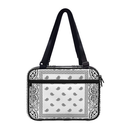White And Black Paisley Bandana Print Double Strap Bible Bag