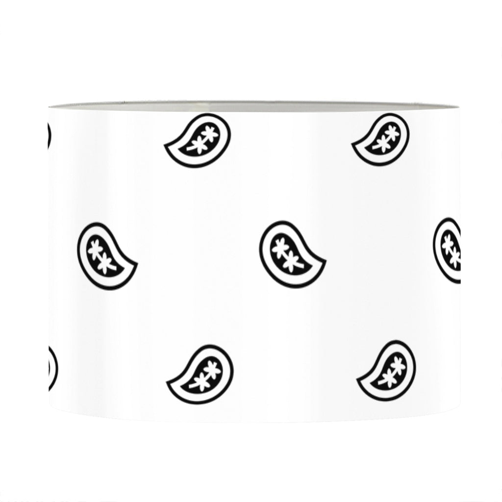 White And Black Paisley Bandana Print Drum Lamp Shade