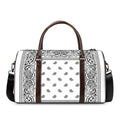 White And Black Paisley Bandana Print Duffel Bag