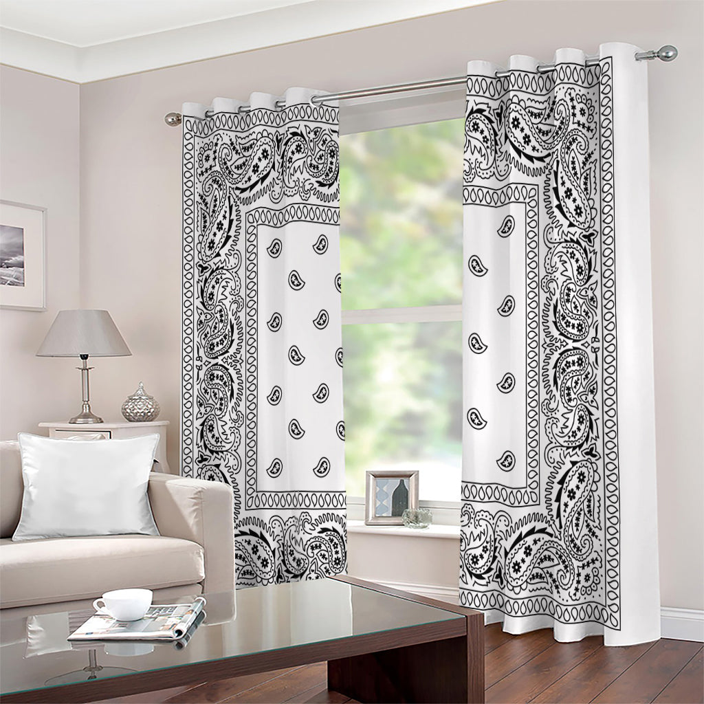 White And Black Paisley Bandana Print Extra Wide Grommet Curtains