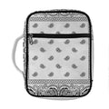 White And Black Paisley Bandana Print Front Pocket Bible Bag