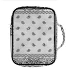 White And Black Paisley Bandana Print Front Pocket Bible Bag