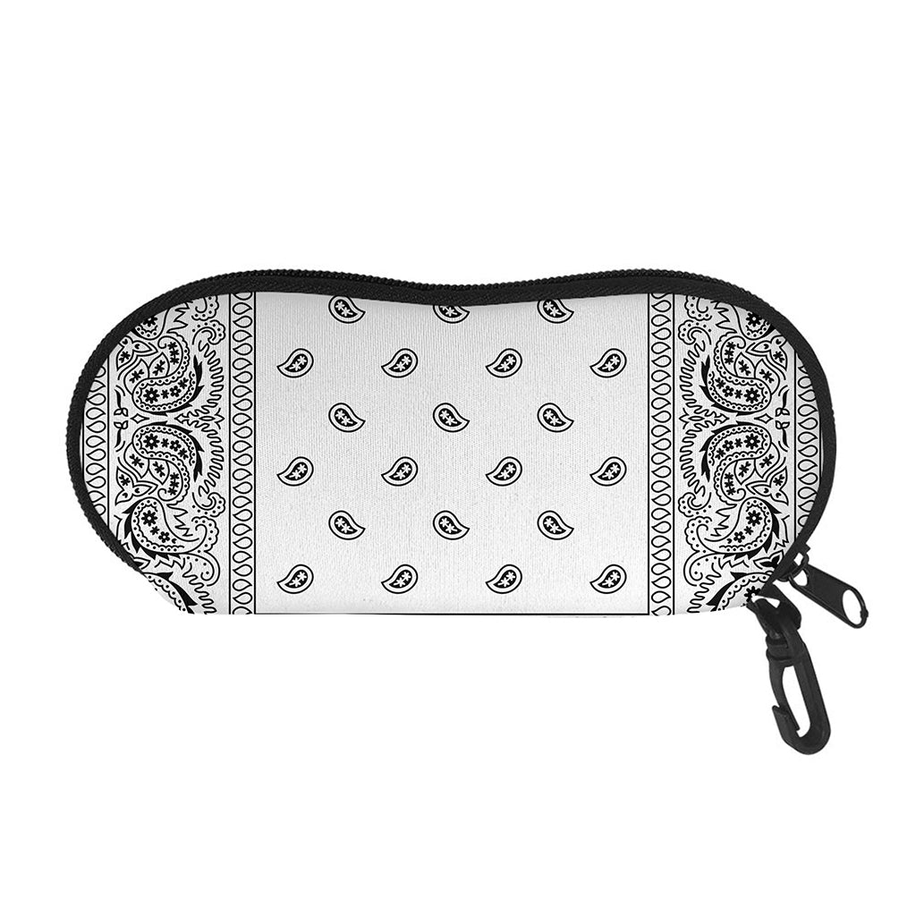 White And Black Paisley Bandana Print Glasses Case
