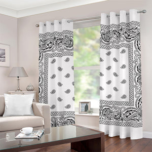 White And Black Paisley Bandana Print Grommet Curtains