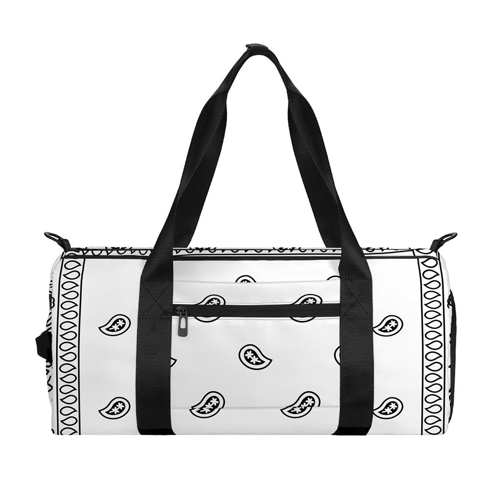 White And Black Paisley Bandana Print Gym Bag