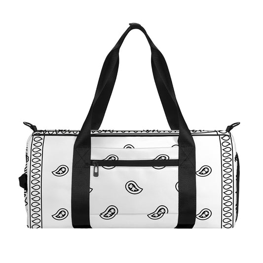 White And Black Paisley Bandana Print Gym Bag