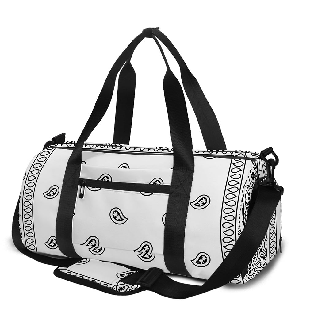 White And Black Paisley Bandana Print Gym Bag