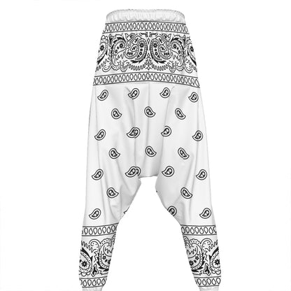 White And Black Paisley Bandana Print Hammer Pants
