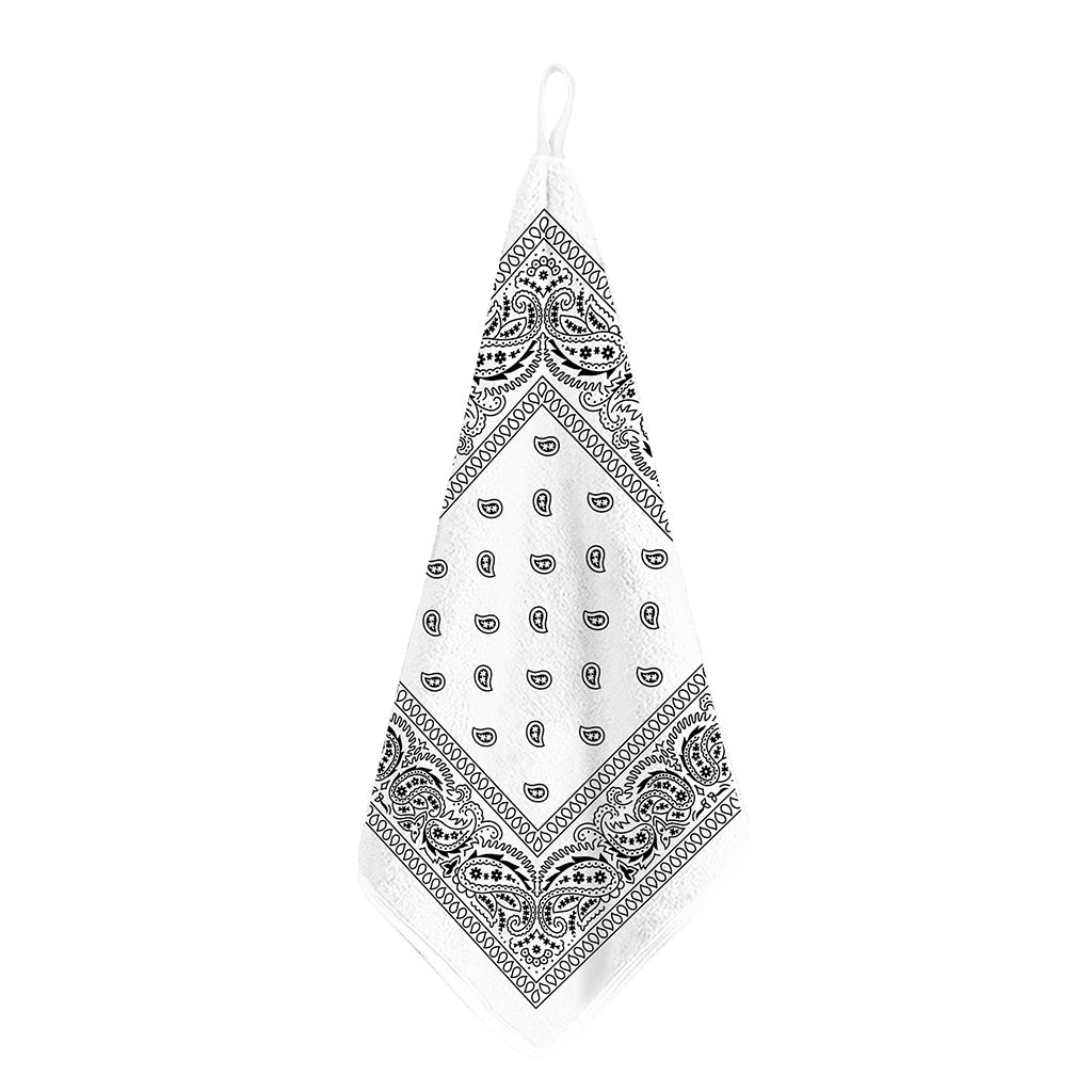 White And Black Paisley Bandana Print Hand Towel