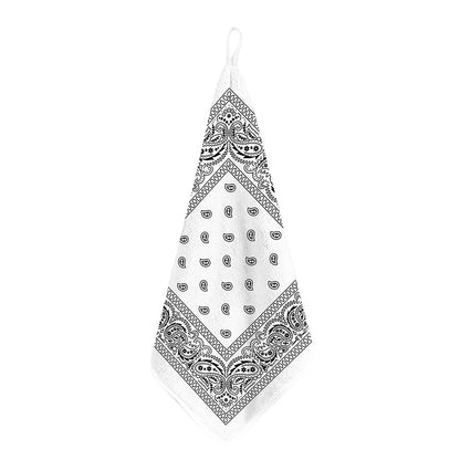 White And Black Paisley Bandana Print Hand Towel