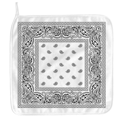 White And Black Paisley Bandana Print Hand Towel