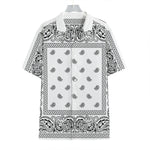 White And Black Paisley Bandana Print Hawaiian Shirt