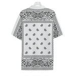 White And Black Paisley Bandana Print Hawaiian Shirt