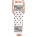 White And Black Paisley Bandana Print High Slit Maxi Skirt