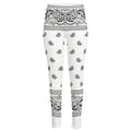 White And Black Paisley Bandana Print High-Waisted Pocket Leggings
