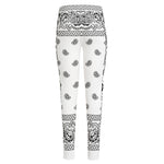 White And Black Paisley Bandana Print High-Waisted Pocket Leggings