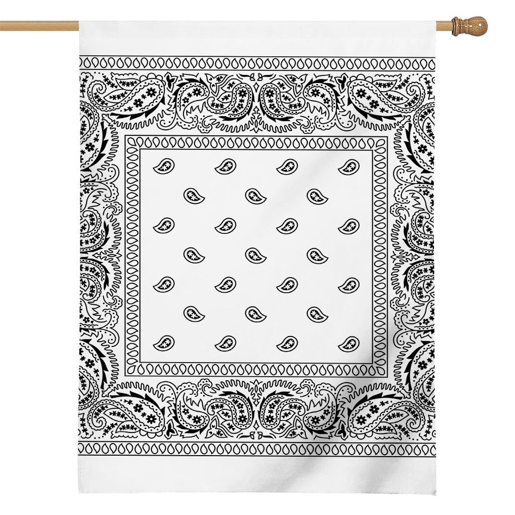 White And Black Paisley Bandana Print House Flag