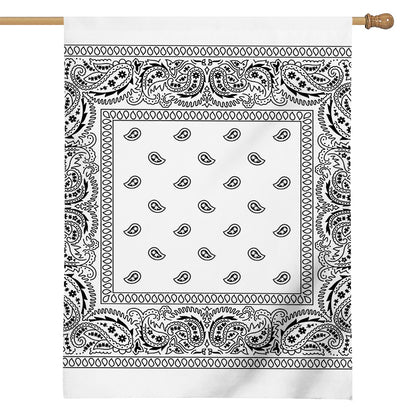 White And Black Paisley Bandana Print House Flag