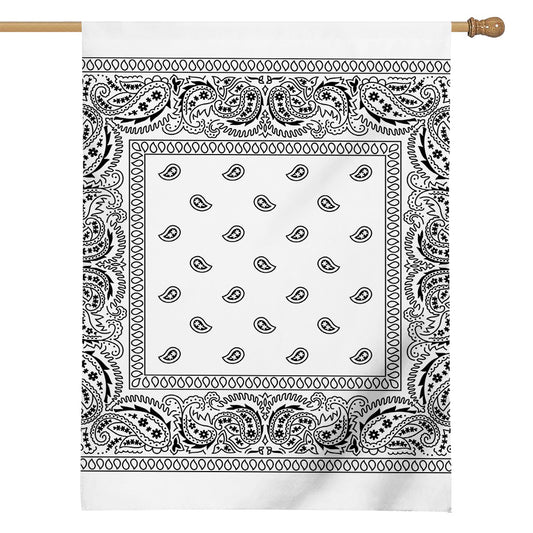 White And Black Paisley Bandana Print House Flag