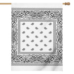 White And Black Paisley Bandana Print House Flag