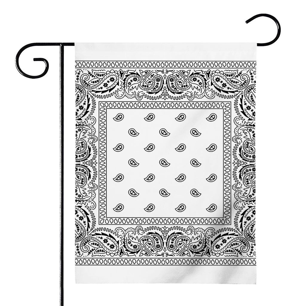 White And Black Paisley Bandana Print House Flag