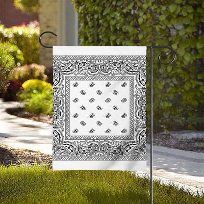 White And Black Paisley Bandana Print House Flag