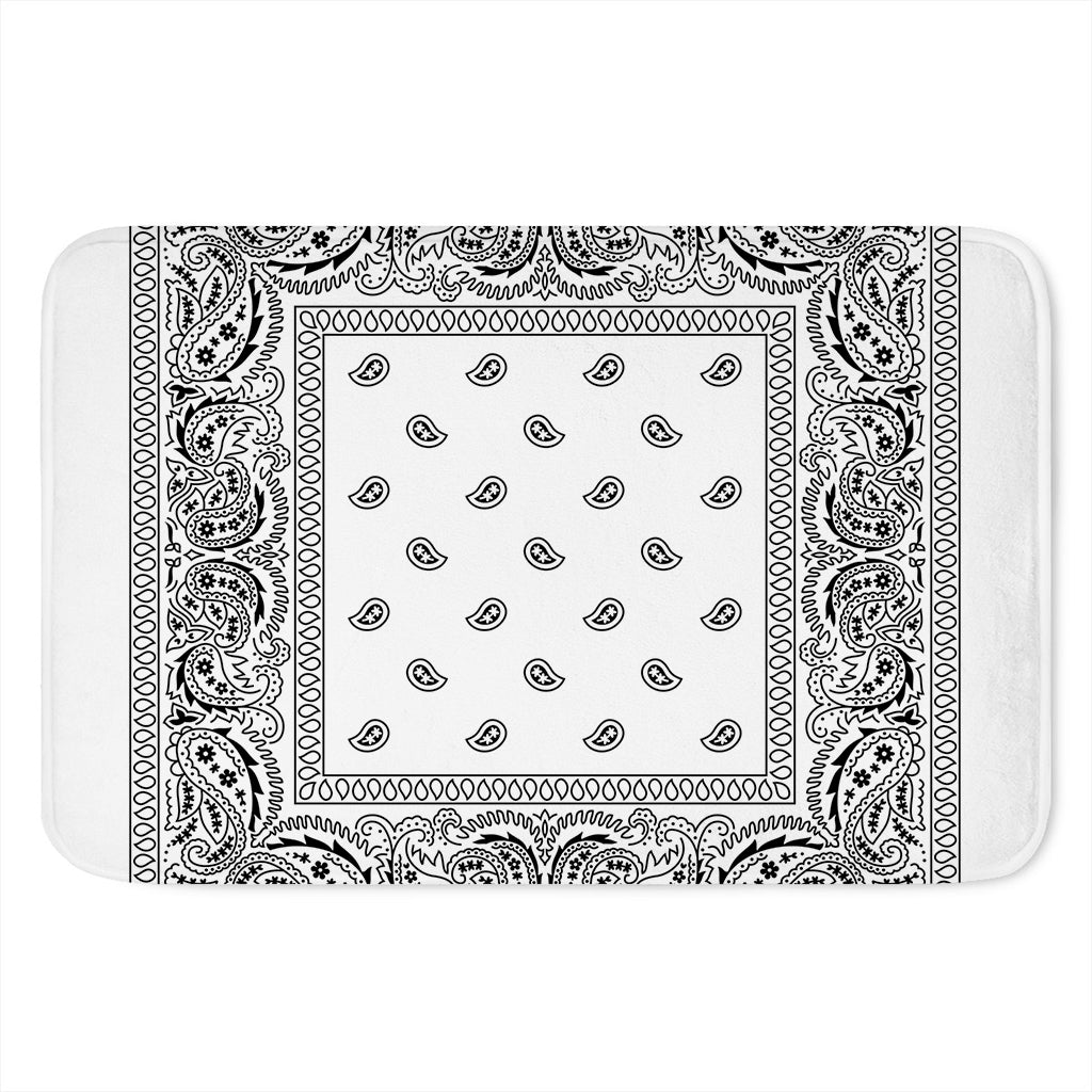 White And Black Paisley Bandana Print Indoor Door Mat