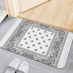 White And Black Paisley Bandana Print Indoor Door Mat