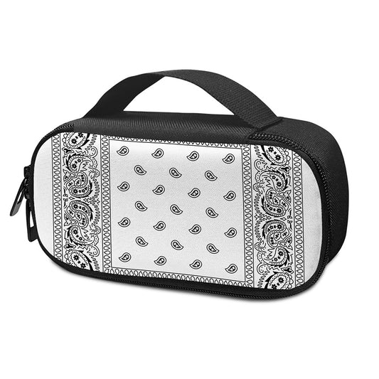 White And Black Paisley Bandana Print Insulin Cooler Travel Case