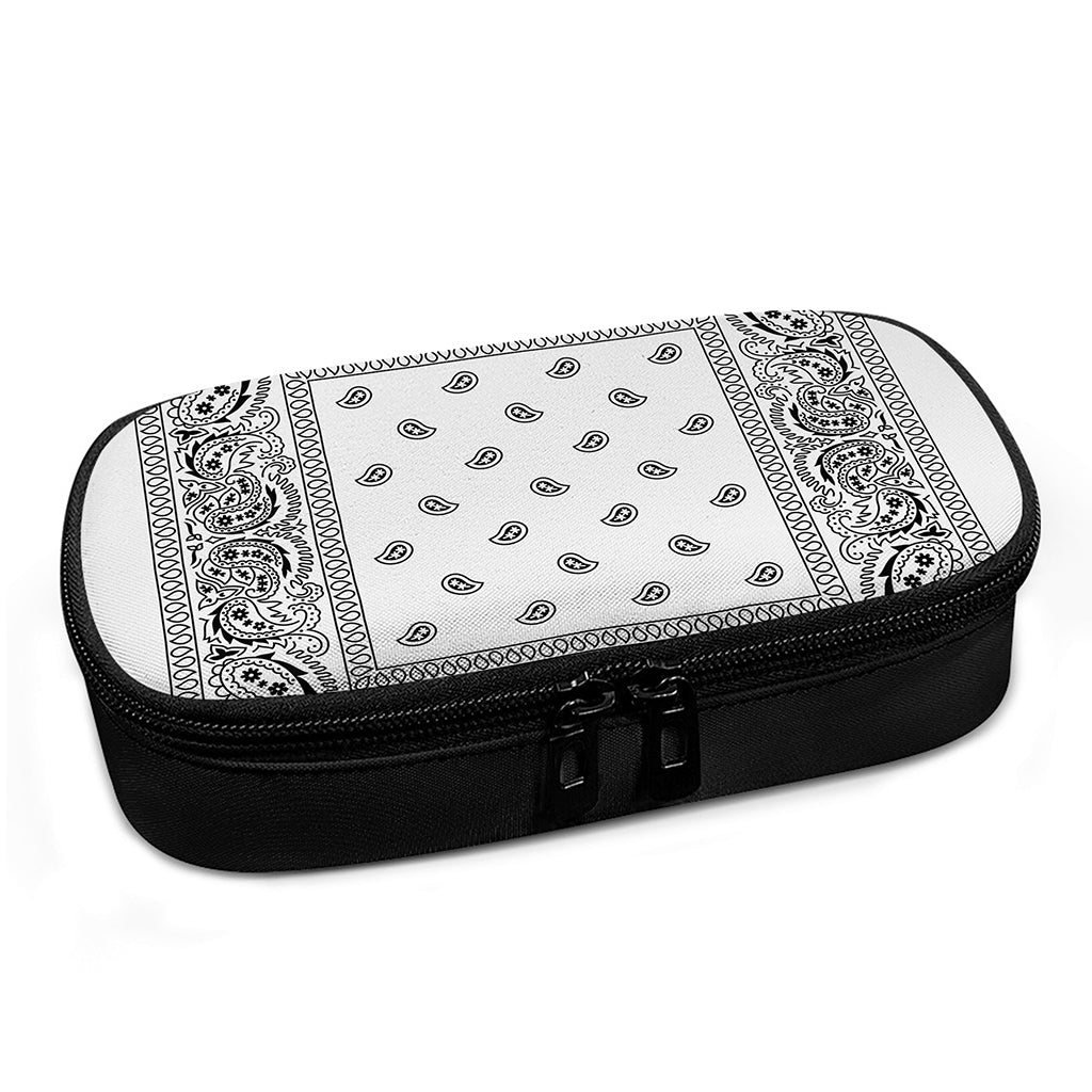 White And Black Paisley Bandana Print Insulin Cooler Travel Case