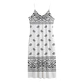 White And Black Paisley Bandana Print Jersey Midi Cami Dress