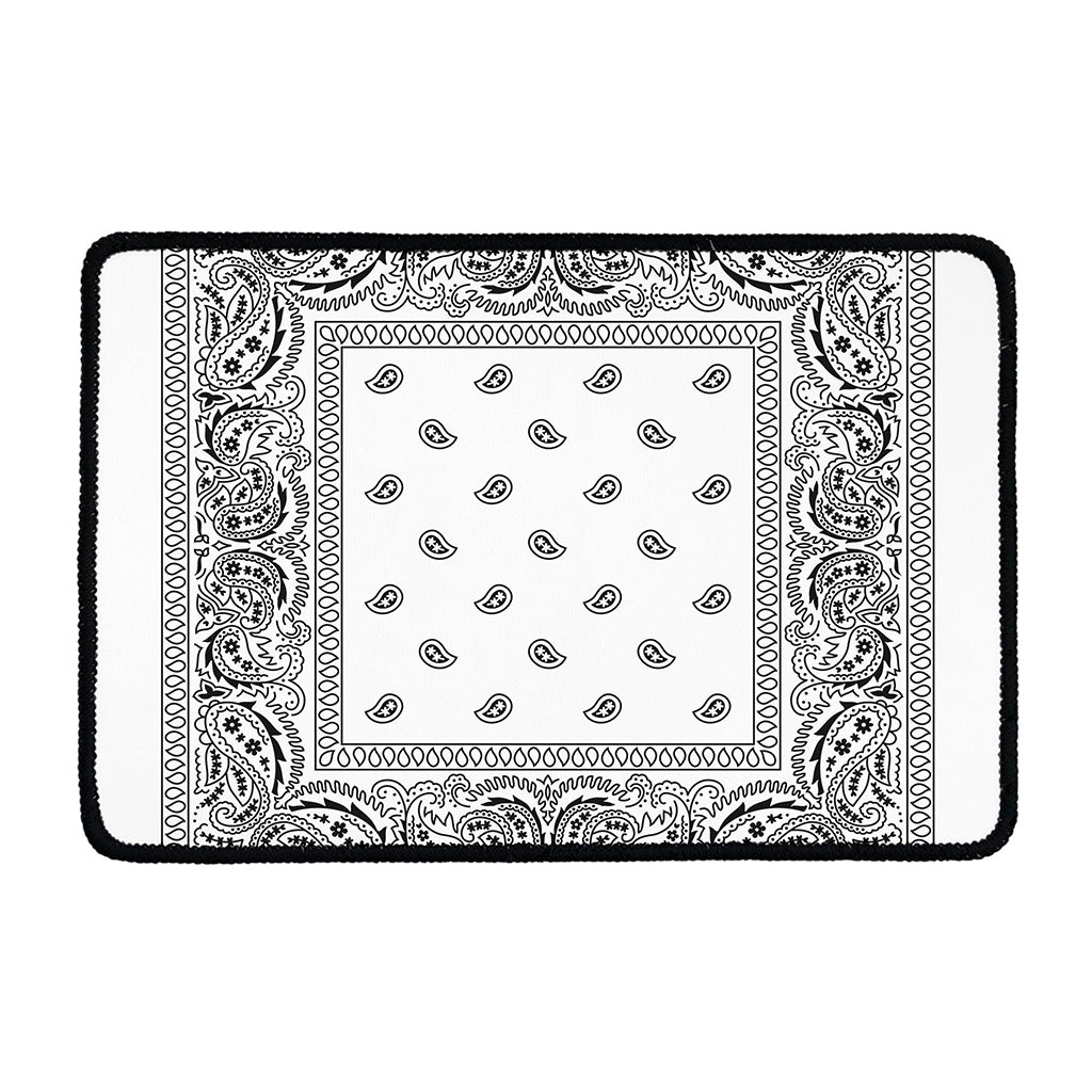 White And Black Paisley Bandana Print Kitchen Mat