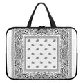 White And Black Paisley Bandana Print Laptop Sleeve With Handle