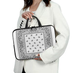 White And Black Paisley Bandana Print Laptop Sleeve With Handle
