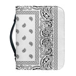 White And Black Paisley Bandana Print Leather Bible Cover