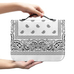 White And Black Paisley Bandana Print Leather Bible Cover