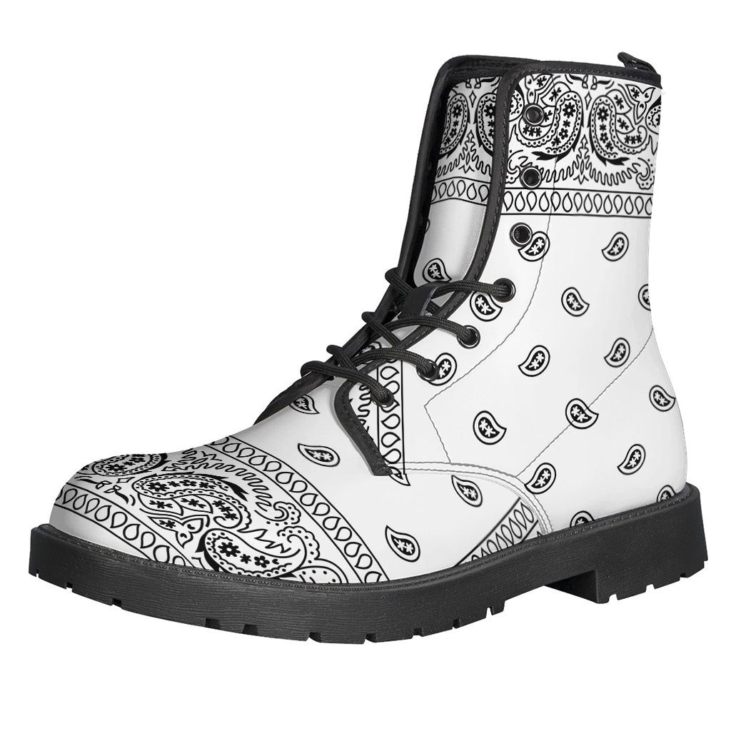 White And Black Paisley Bandana Print Backpack