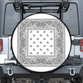 White And Black Paisley Bandana Print Leather Spare Tire Cover